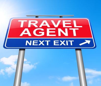 Illustration depicting a sign with a Travel agent concept.