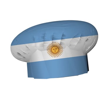 Cook's hat decorated with Argentina flag, 3d render