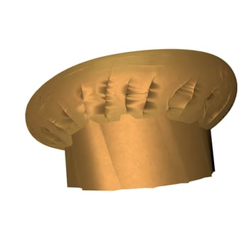 Golden cook's hat isolated over white background, 3d render