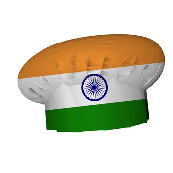 Cook's hat decorated with Indian flag, 3d render