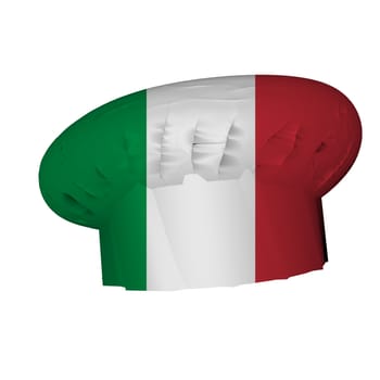 Cook's hat decarated with italian flag, 3d render