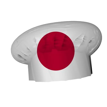 Cook's hat decorated with Japan flag, 3d render