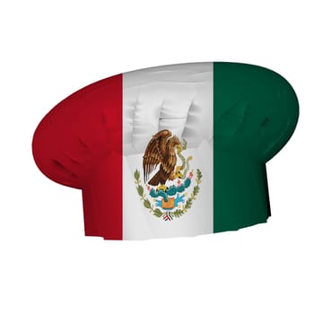 Cook's hat decorated with Mexican flag, 3d render