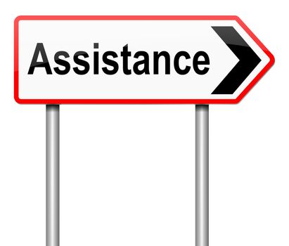 Illustration depicting a sign with an assistance concept.