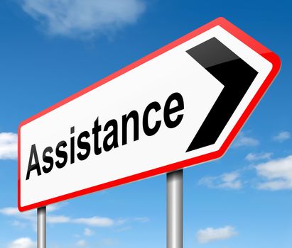 Illustration depicting a sign with an assistance concept.