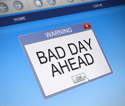 Illustration depicting a computer screen capture with a bad day concept.