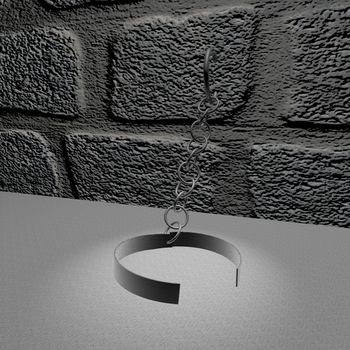 Open ring of chains, symbol of freed prisoner, 3d render