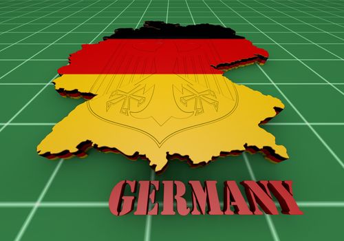 3D Map illustration of Germany with flag