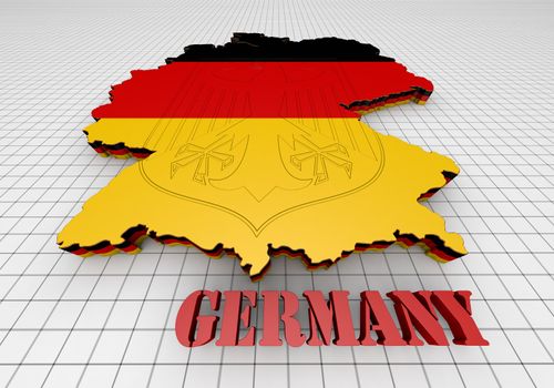 3D Map illustration of Germany with flag