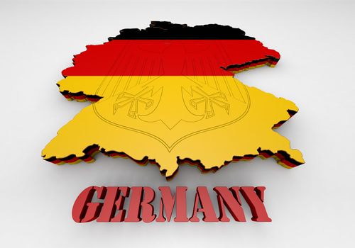 3D Map illustration of Germany with flag