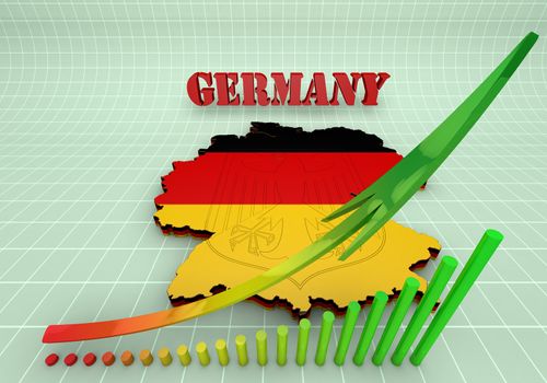 3D Map illustration of Germany with flag