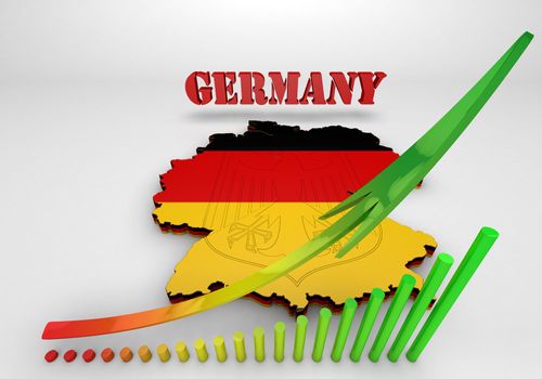 3D Map illustration of Germany with flag