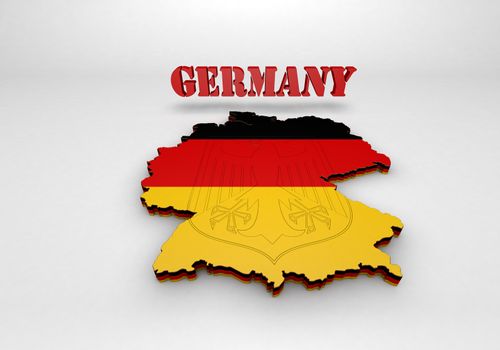 3D Map illustration of Germany with flag