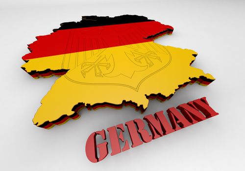 3D Map illustration of Germany with flag