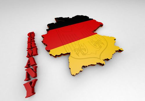 3D Map illustration of Germany with flag