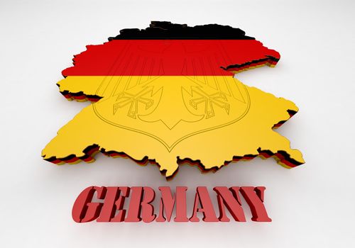 3D Map illustration of Germany with flag