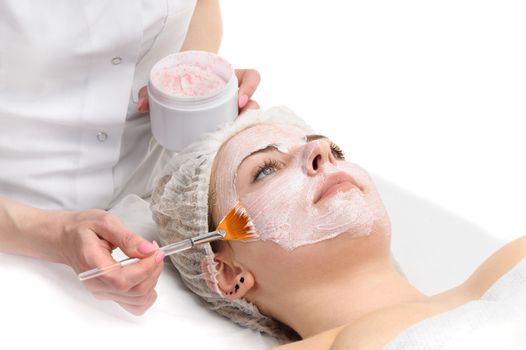 beauty salon, facial peeling mask with retinol and fruit acids
