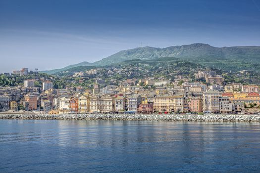 View from the sea of Bastia, Corse, France.