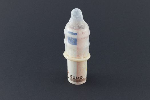 Euro money notes in condom