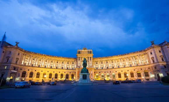 VIENNA, AUSTRIA - AUGUST 4, 2013: Vienna Hofburg Imperial Palace at night, Austria