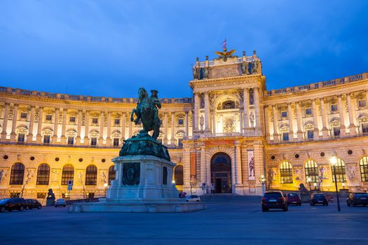 VIENNA, AUSTRIA - AUGUST 4, 2013: Vienna Hofburg Imperial Palace at night, Austria