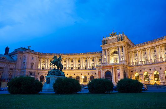 VIENNA, AUSTRIA - AUGUST 4, 2013: Vienna Hofburg Imperial Palace at night, Austria