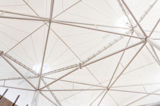 Low angle view of steel structure of modern building roof