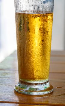 misted glass of cold drink, close-up