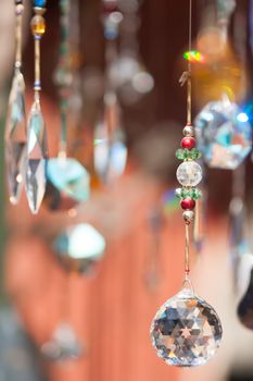 abstract crystals hanging and sparkling dangling background