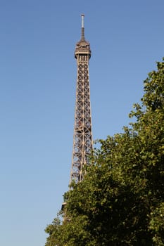 Eiffel Tower in Paris France seen from the Seine River