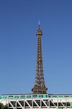 Eiffel Tower in Paris France seen from the Seine River