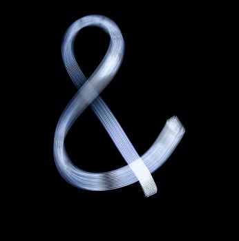 Ampersand Symbol Icon Using Light Painting Technique isolated over black Background