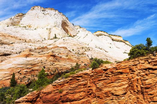 Zion National Park, USA. Scenic multicolored cliffs create an unforgettable landscape 