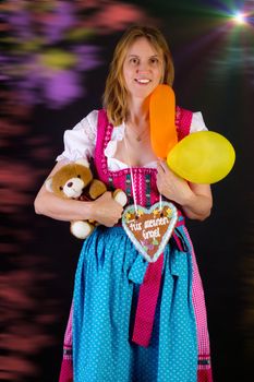 Woman in dirndl won some prizes at Oktoberfest