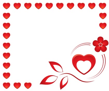 valentine card with composition from red hearts