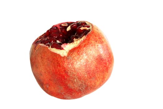 Cracked pomegranate fruit isolated on white background 