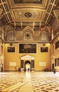 the big hall inside the Archaeological Museum in Naples, Italy