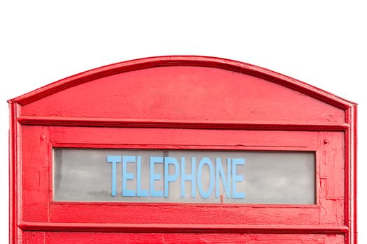 traditional red phone booth isolated on white background