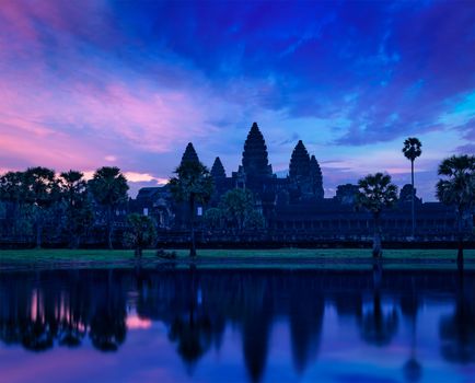 Angkor Wat - famous Cambodian landmark - on sunrise. Siem Reap, Cambodia