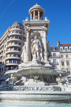 The famous Jacobin's Fountain in Lyon, France 