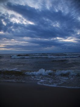 Waves in the Baltic Sea in the evening