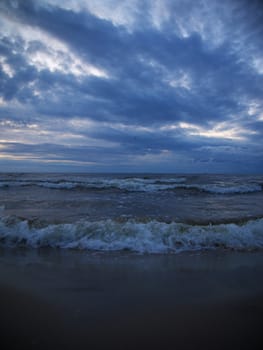 Waves in the Baltic Sea in the evening