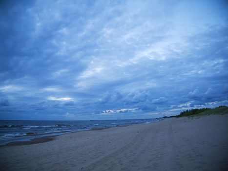 Waves in the Baltic Sea in the evening