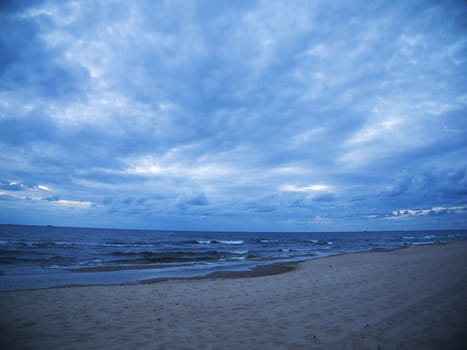Waves in the Baltic Sea in the evening