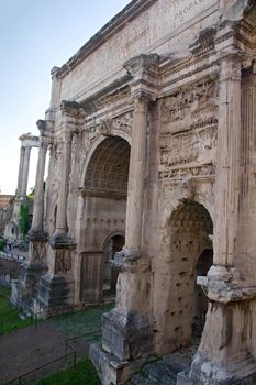 Photo shows remaining parts of the Rome empire ruins.