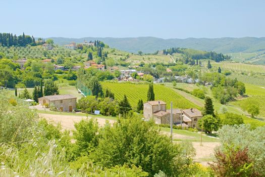 Photo shows a general view onto the Tuscany landscape.