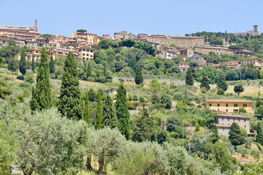Photo shows a general view of the Tuscany city of Cortona.