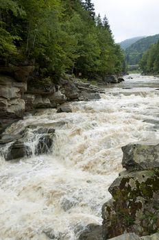 Powerful waterfall Probij in Yaremche, Ivano-Frankivsk region, Ukraine