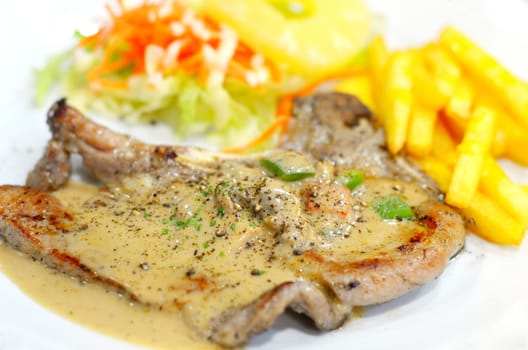 Pork steak with pepper sauce