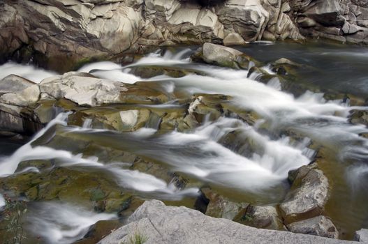 Rapids on powerful waterfall Probij in Yaremche, Ivano-Frankivsk region, Ukraine